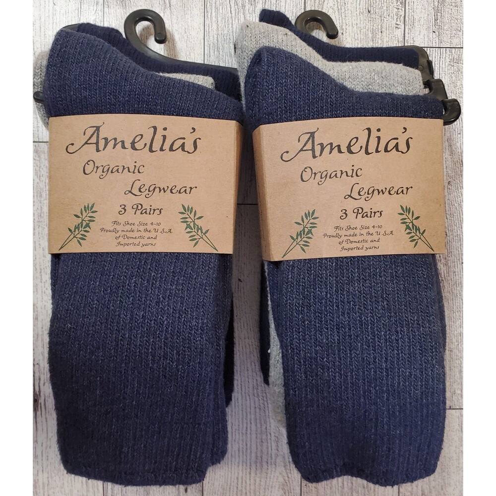 NWT Amelia's Organic Legwear Socks Bundle - Lot of 2 Packs (6 Pairs Total)